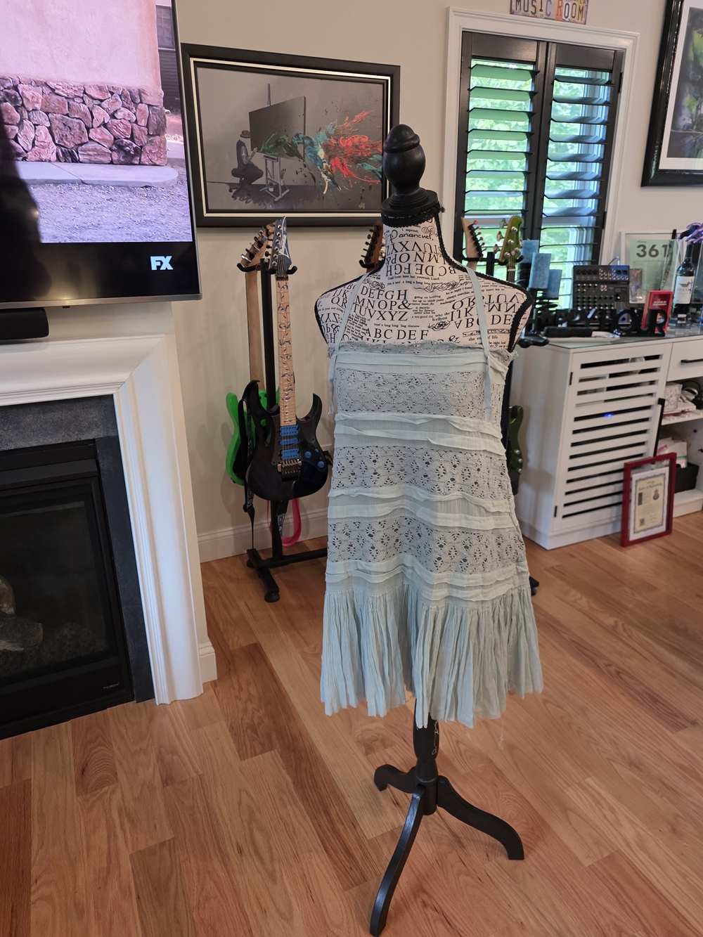 Free People Light Lace Tiered Mini Dress